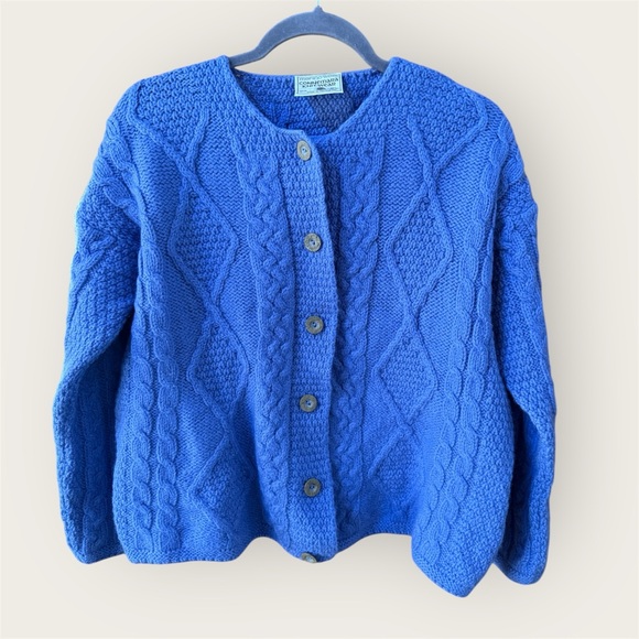 connemara Sweaters - Connemara Knitwear Merino Wool 100% Pure Wool Made in Ireland purple cardigain